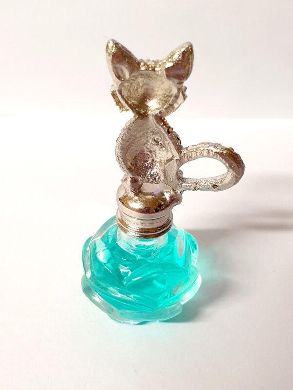 Magnifique Miniature de parfum avec bouchon chat art déco